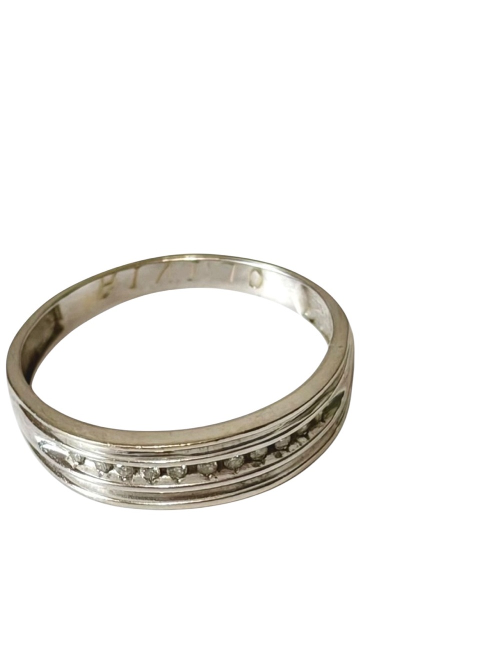 Men’s 14K Solid White Gold Diamond Wedding Band Ring Size 12.5
